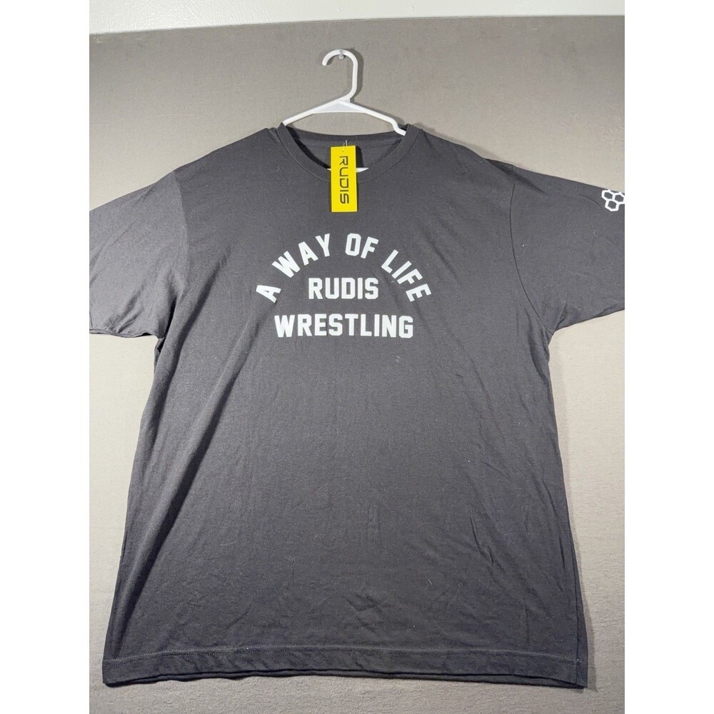 Rudis Shirt Mens XL Black A Way Of Life Graphic Wrestling T-Shirt Stretch NEW